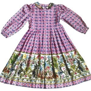 VTG MOUSEFEATHERS Mixed Print Floral Dress Girls SZ 8 Puff Long Sleeve Prairie